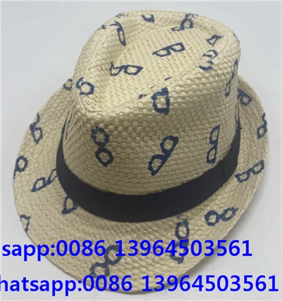 Baskılı Desenli Hasır Fedora Şapka