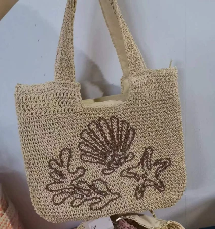 Nakış Desenli Kağıt Tığ İşi Omuz Çantası
