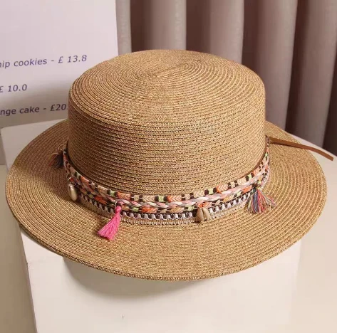 Boho Chic Kahverengi Kağıt Hasır Kadın Şapkası