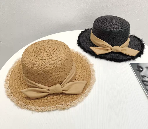 Bowknot kağıt el yapımı plaj güneş şapkası
