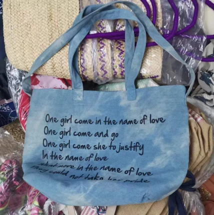 Denim Kumaştan İki Saplı Kadın Çantası