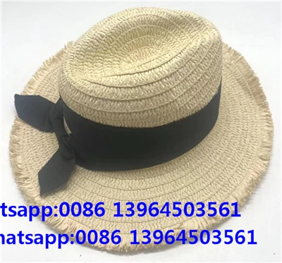 Siyah Fiyonk Püsküllü Fedora Güneş Hasır Şapka