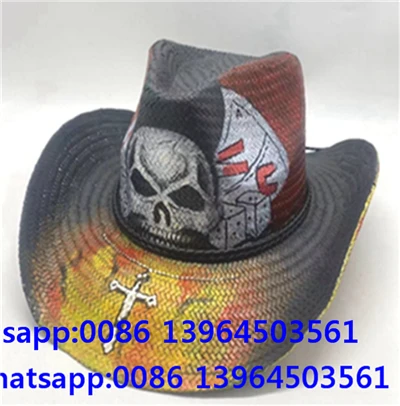 Erkek Batı Kovboy Hasır Örgü Şapka