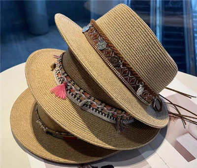 Boho Kahverengi Kadın Hasır Plaj Şapkası