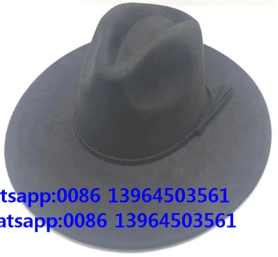 Rancher Yün Siyah Şapka Fedora Kovboy Şapkası