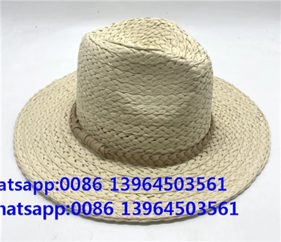 Doğal el dokuma kağıt beyaz örgü fedora şapkası