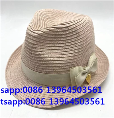 Açık pembe kadınlar kağıt sepet fedora kapağı güneş şapkası