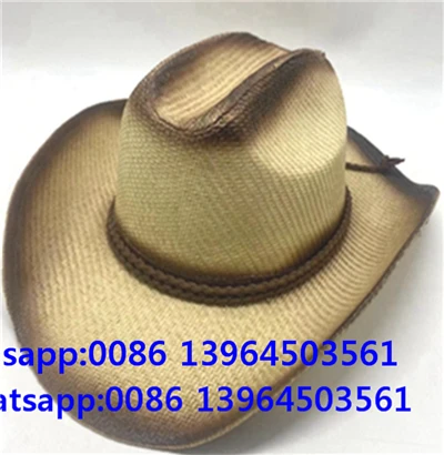 Unisex Caz Stili Hasır Kovboy Şapkası