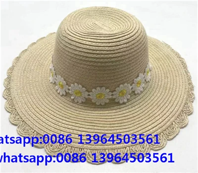 Daisy Ribbon Geniş Kenarlı Dokuma Kağıt Hasır Kadın Şapkası