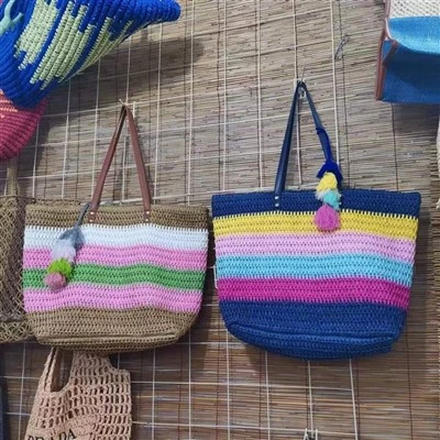 Renkli Gökkuşağı Kadın Büyük Plaj Çantası