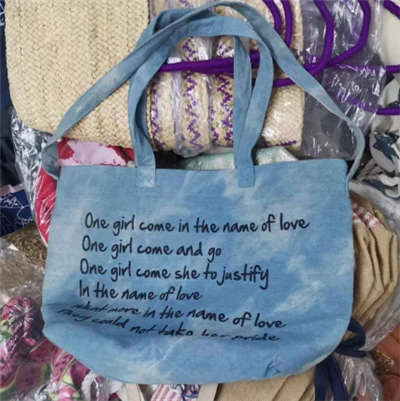 Denim Kumaştan İki Saplı Kadın Çantası